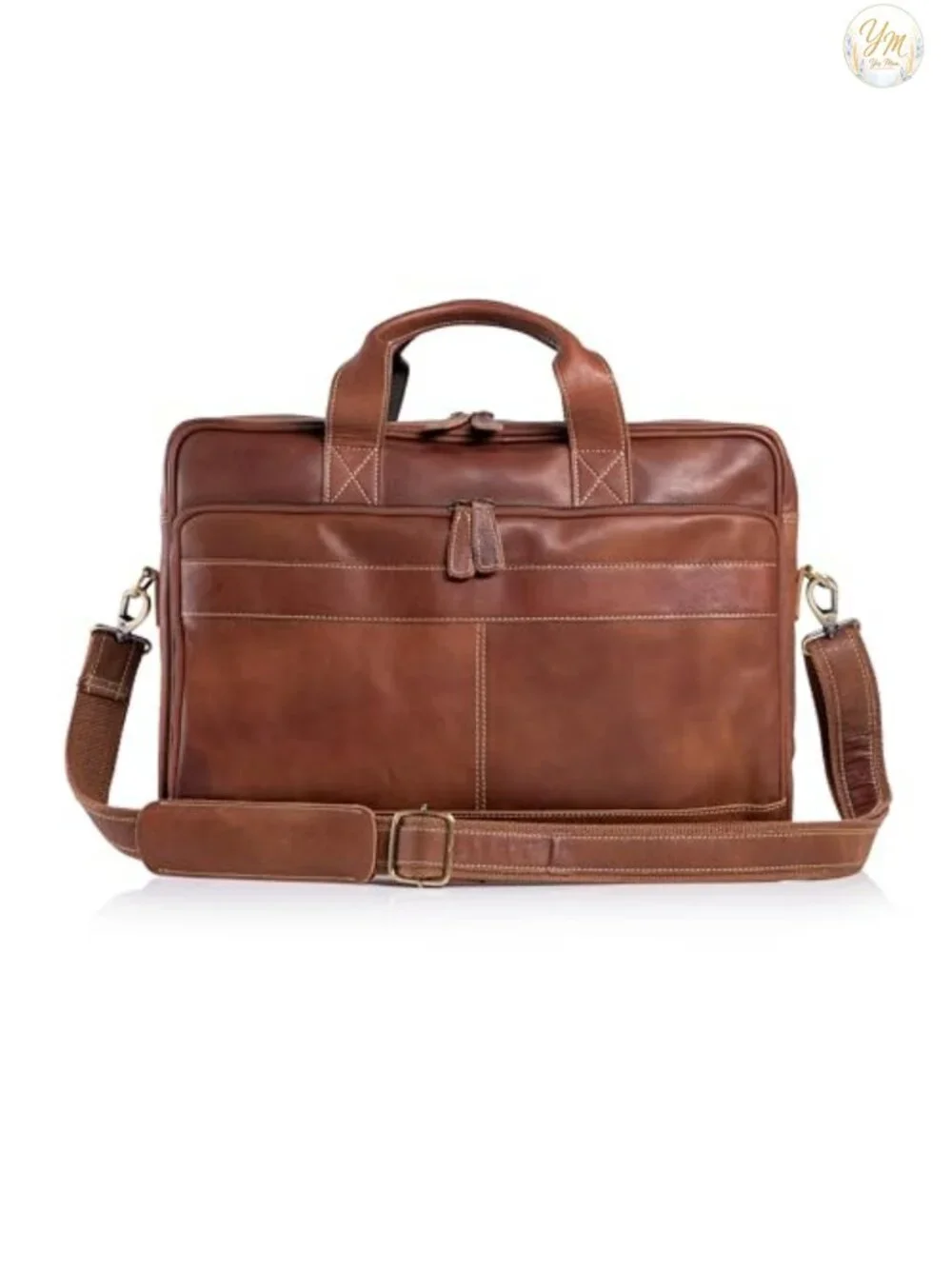 Premium Buffalo Leather Laptop Messenger Bag 16 inch Briefcase for Men Women